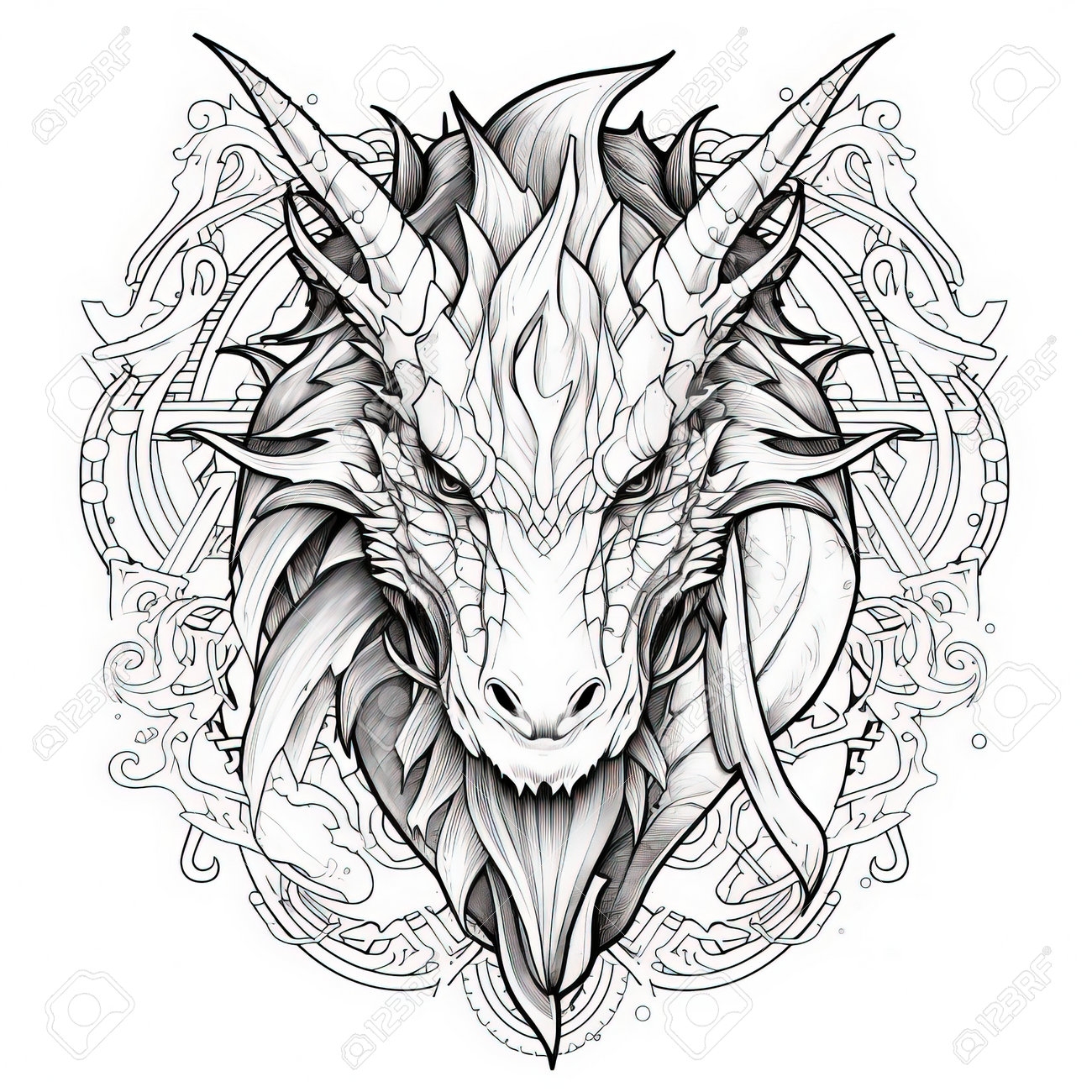 Dragon Coloring Pages For Adults Stock Photo Picture And Royalty Free Image Image 210280575  Dragon Coloring Pages For Adults Stock Photo Picture And Royalty Free Image Image 210280575