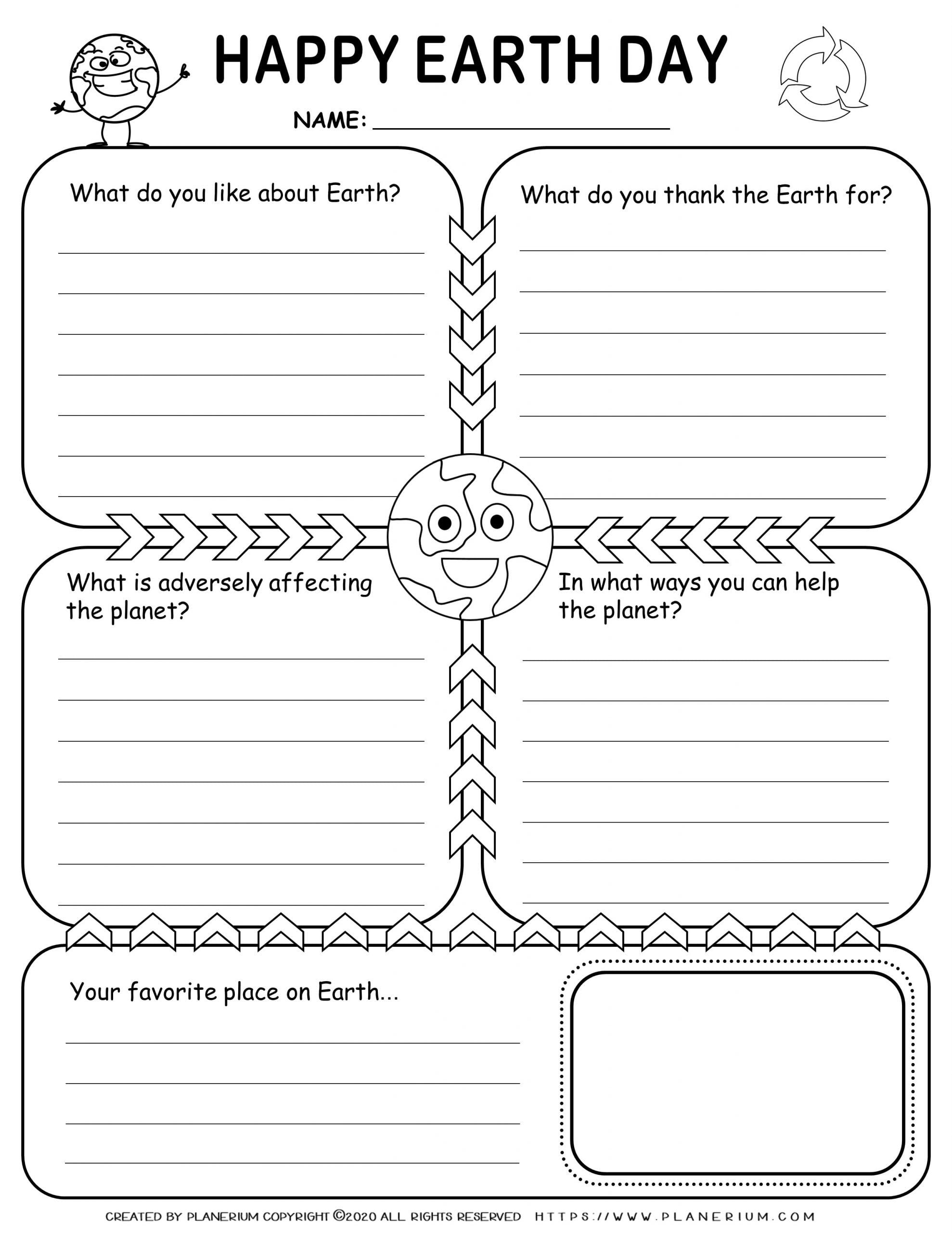 Earth Day Worksheet Write About Planet Earth Planerium Worksheets Library