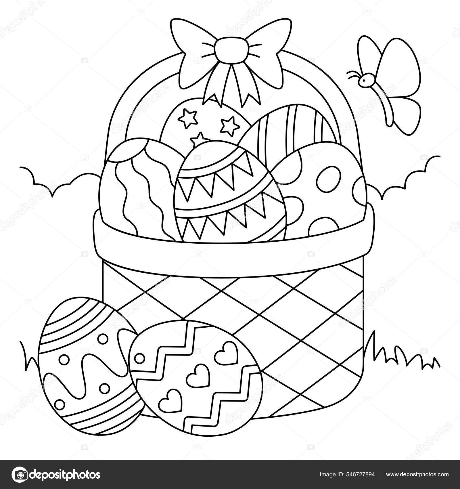 Easter Basket Coloring Page For Kids Stock Vector By abbydesign 546727894