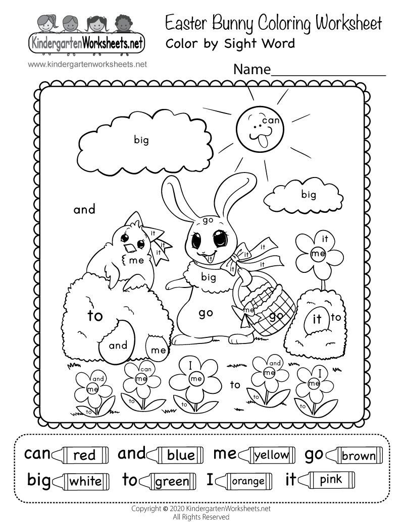 color by word worksheets