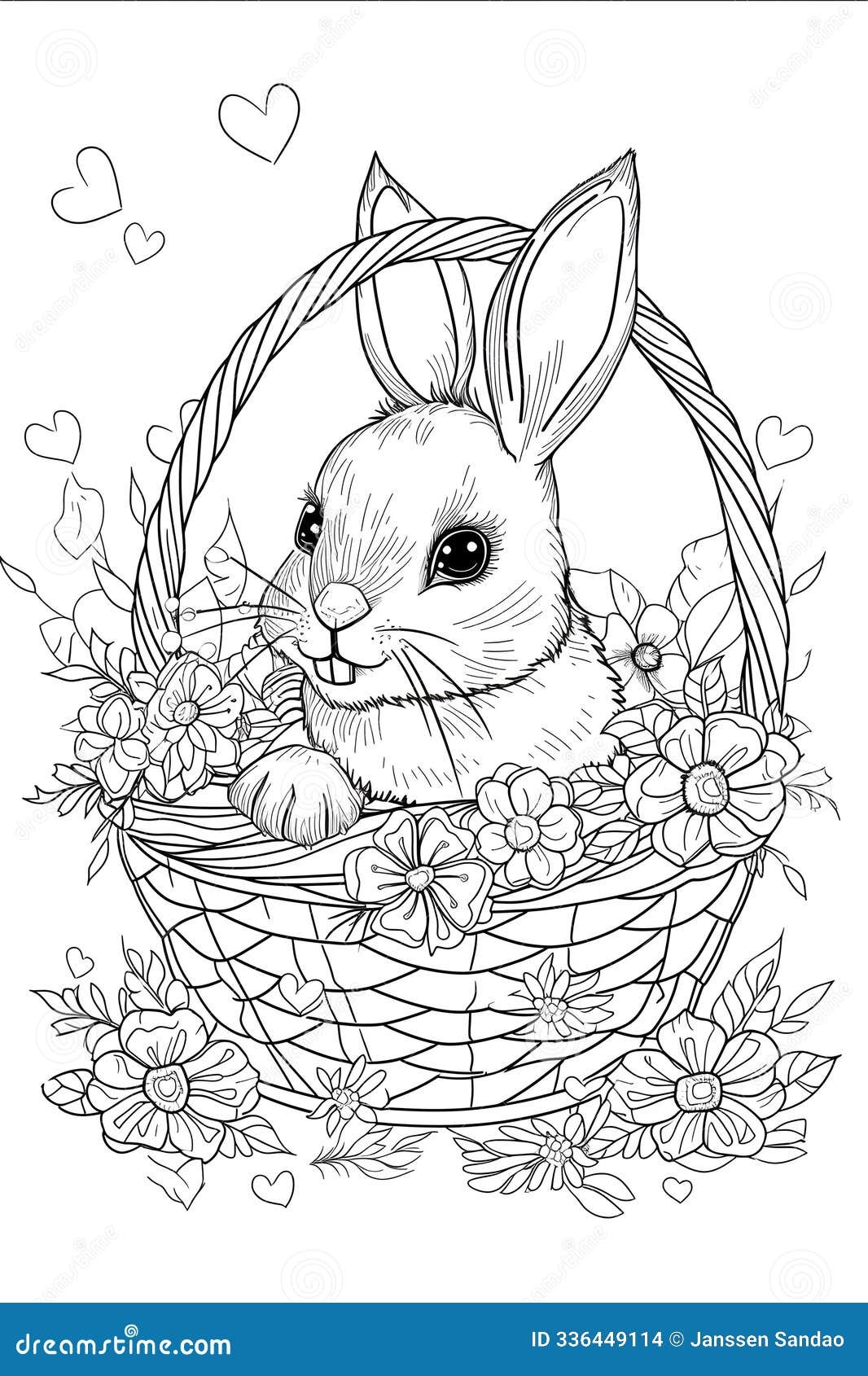Easter Bunny Coloring Pages For Kids Stock Illustration Illustration Of Rabbit Carrot 336449114