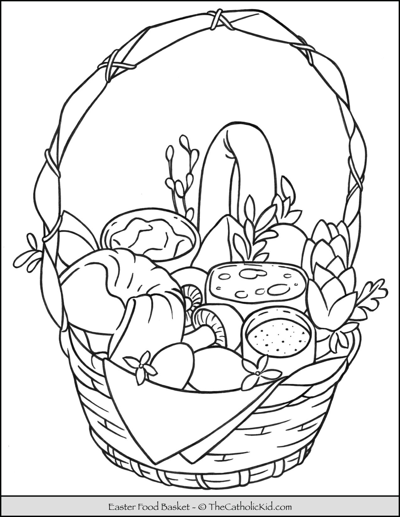 Easter Food Basket Coloring Page TheCatholicKid