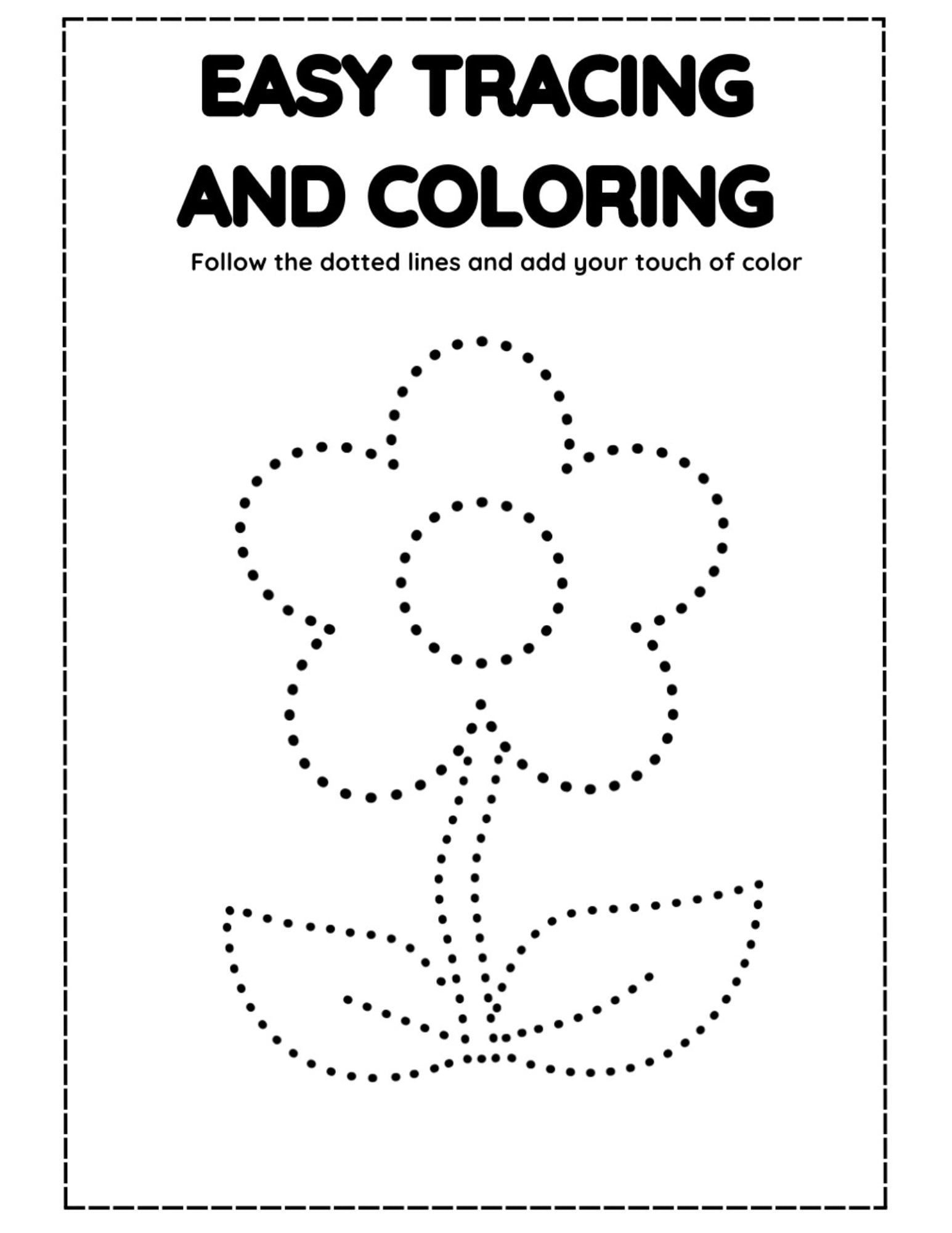 Easy Trace And Color Preschool Worksheets Follow The Dotted Lines And Add Your Touch Of Color Etsy