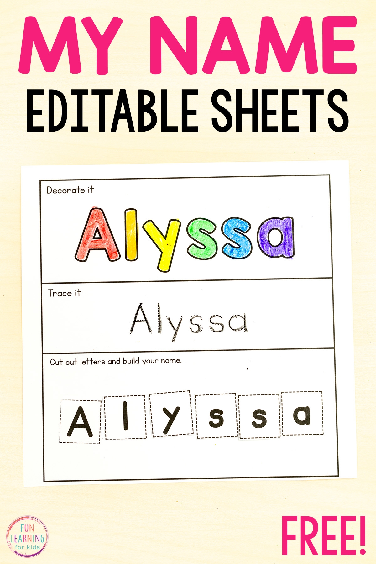 free name printing worksheets