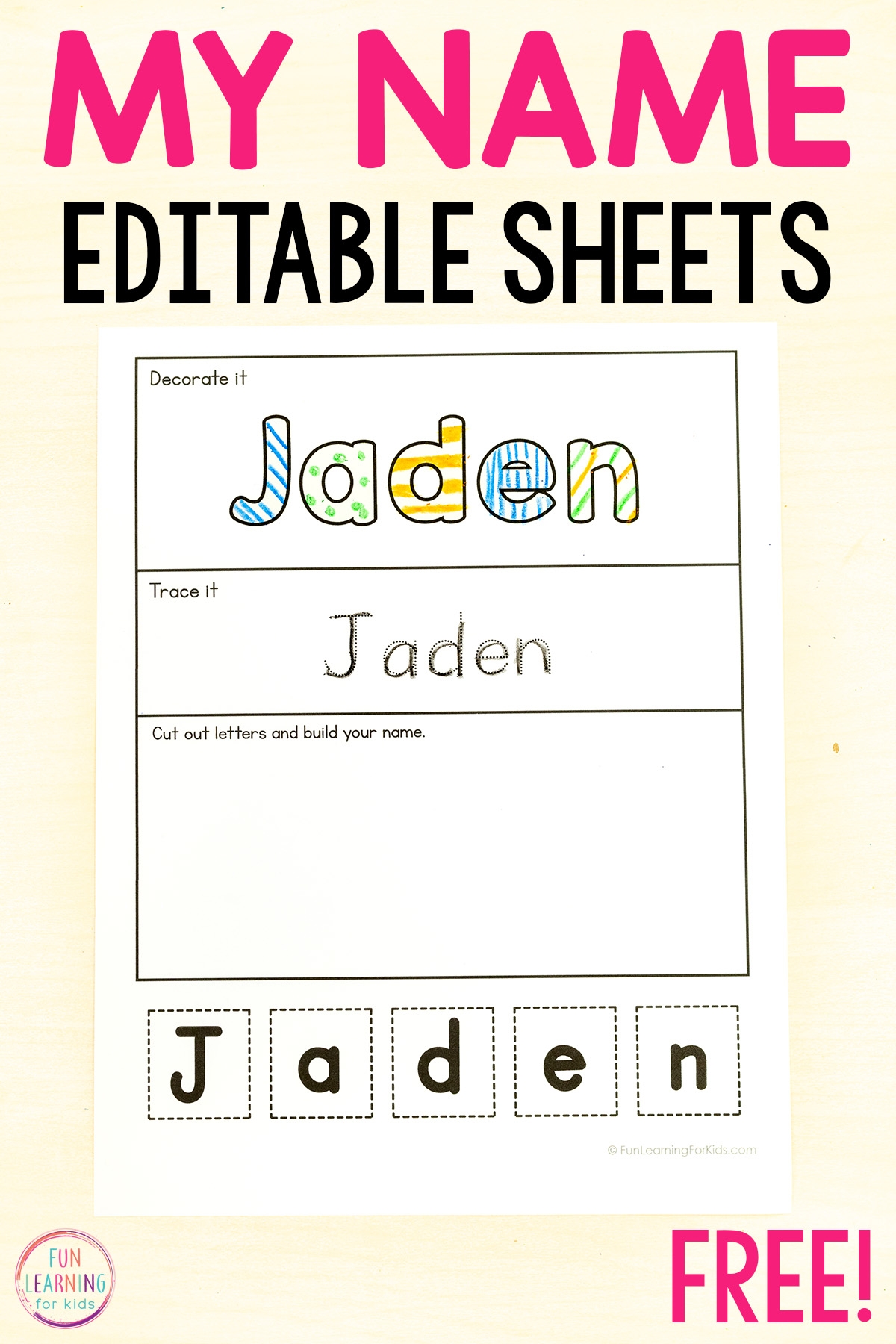 free handwriting name worksheets