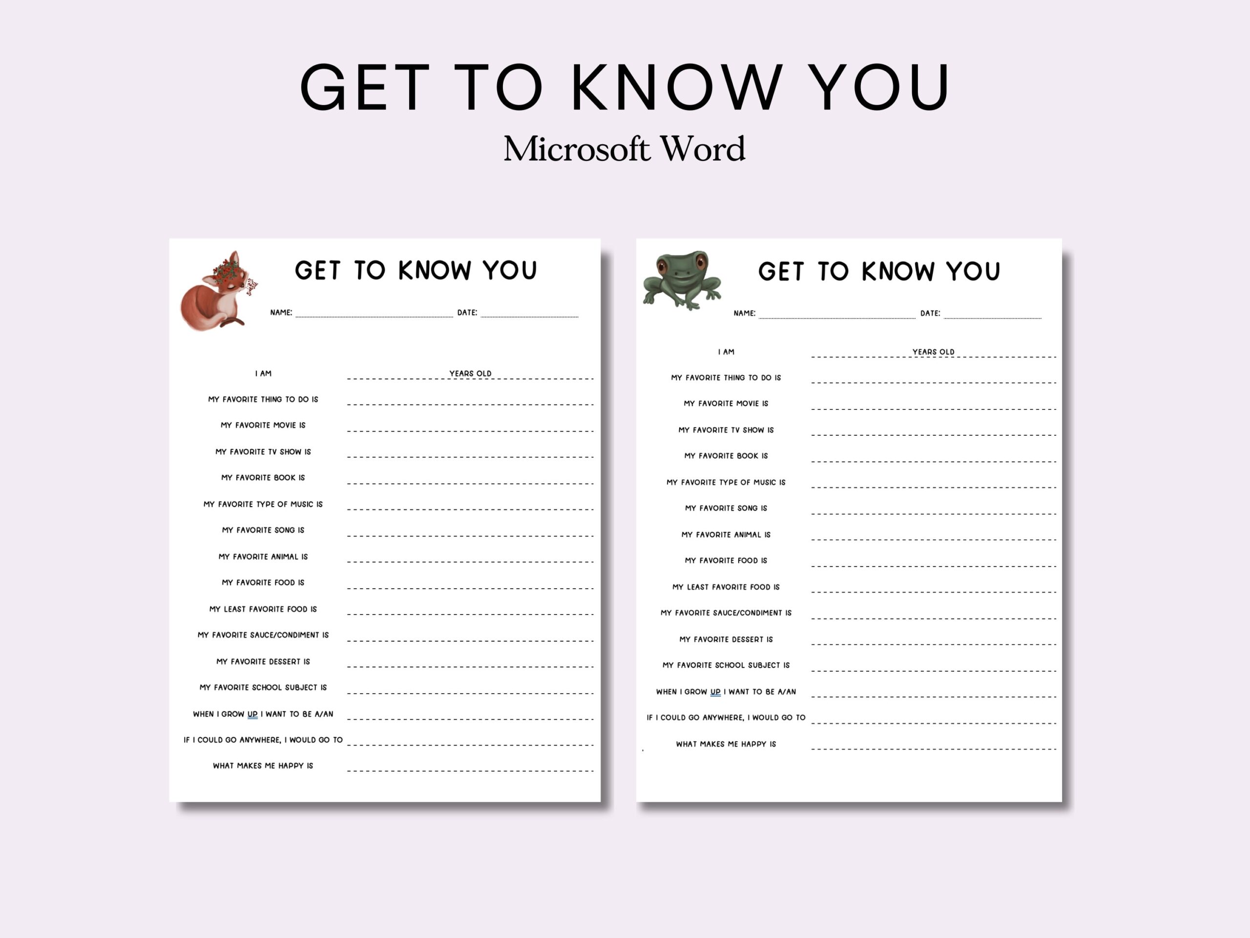 free printable get to know you worksheet for adults