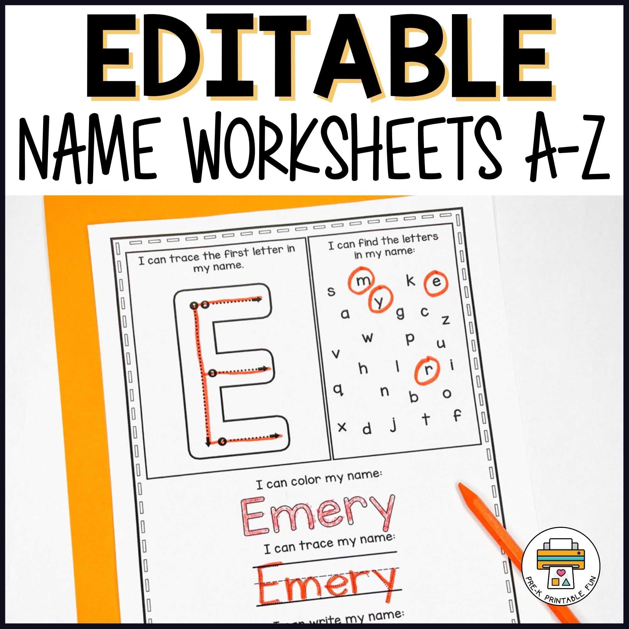 Free Name Practice Worksheets