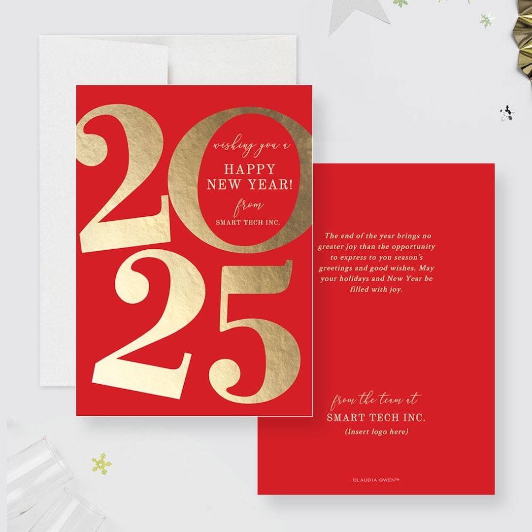 Elegant Happy New Year Cards 2025 Business Holiday Greeting Cards 2024 Christmas Wishes Cards For Clients Partners Corporate Holiday Card Etsy