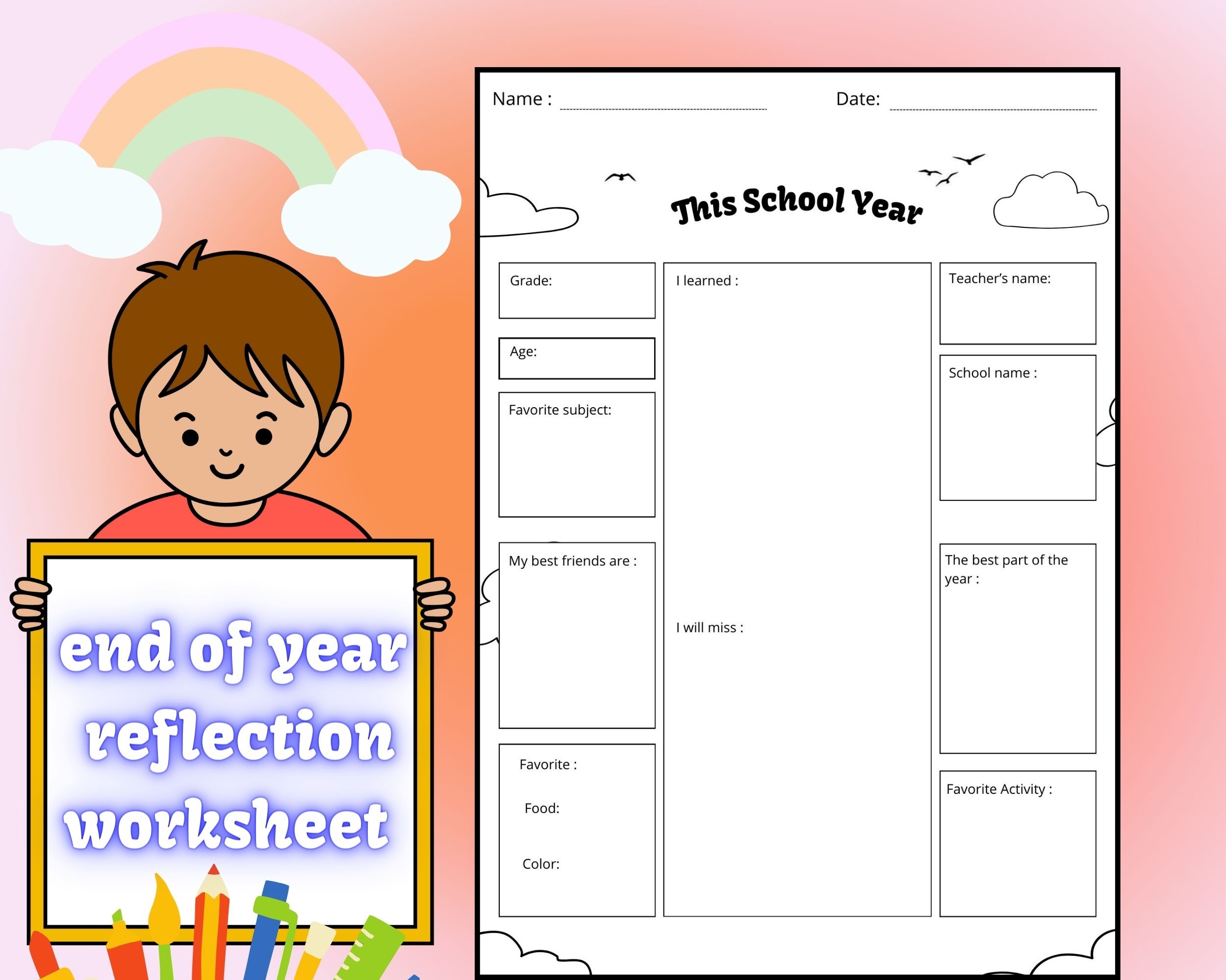 end of year worksheet