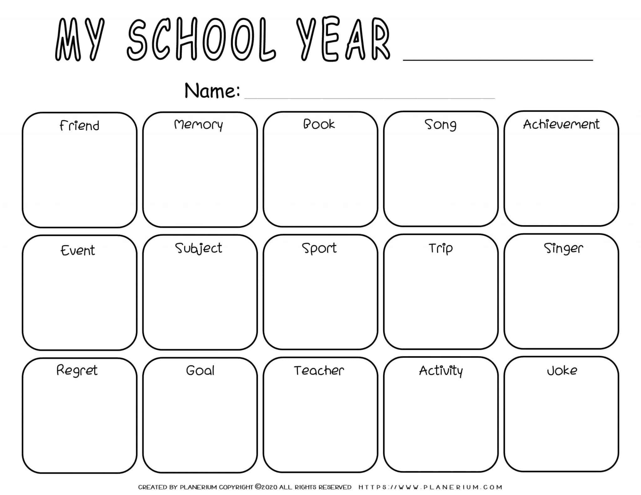 End Of Year Worksheet Reflection Grid Planerium Worksheets Library