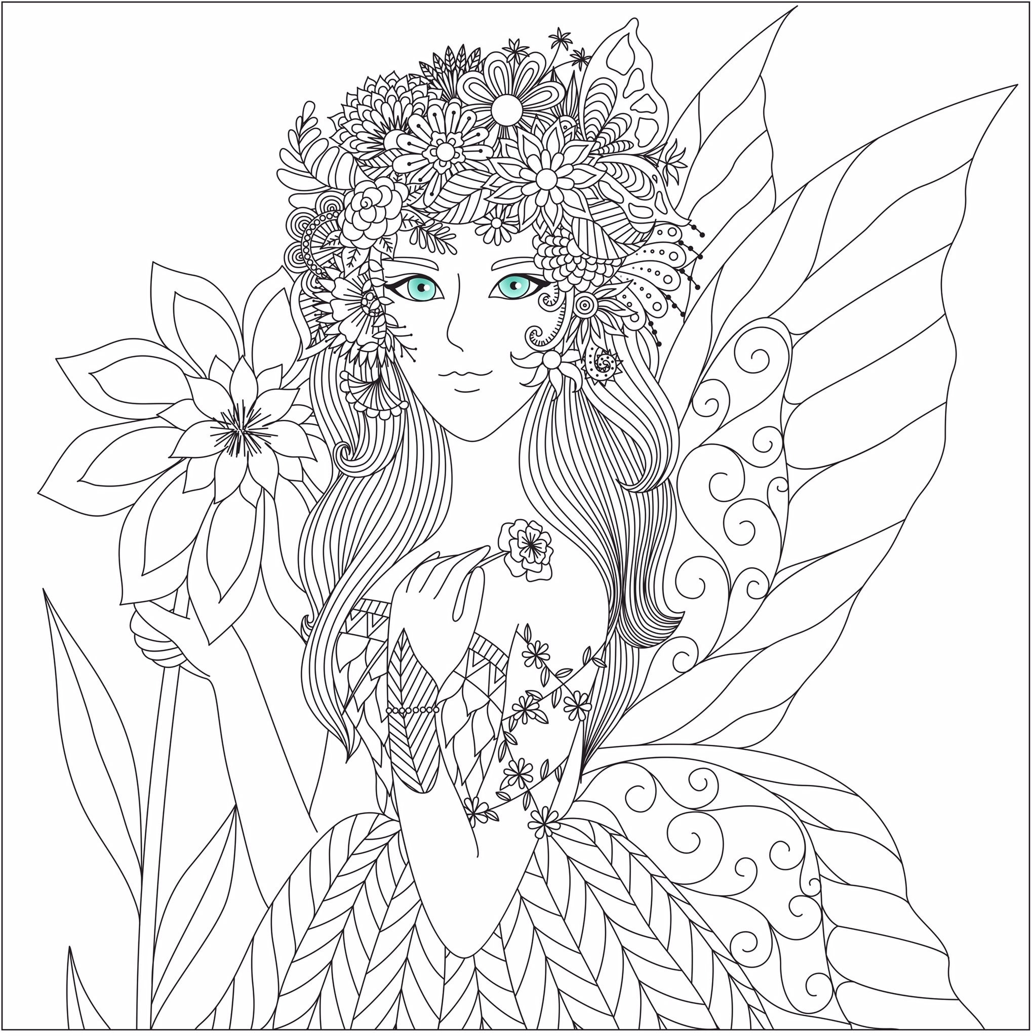 Fairy Coloring Page Fairy Tale Coloring Sheet Printable Adult Coloring Book Page Kids Coloring Book Sheet Etsy