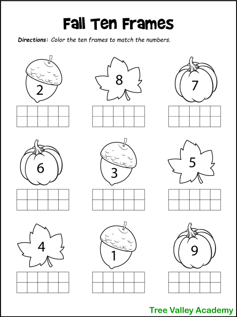 autumn worksheets for kindergarten