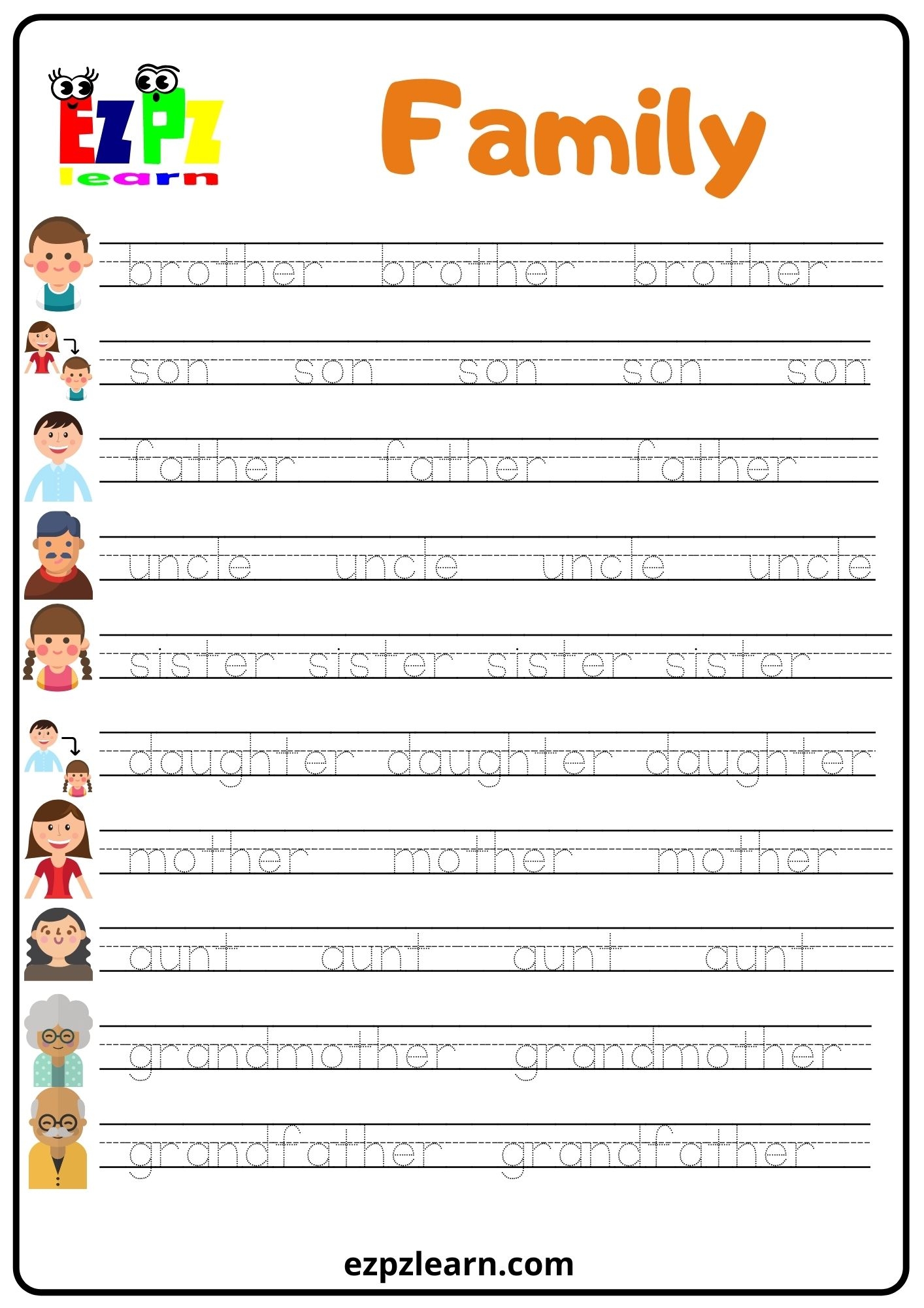 word tracing worksheets pdf