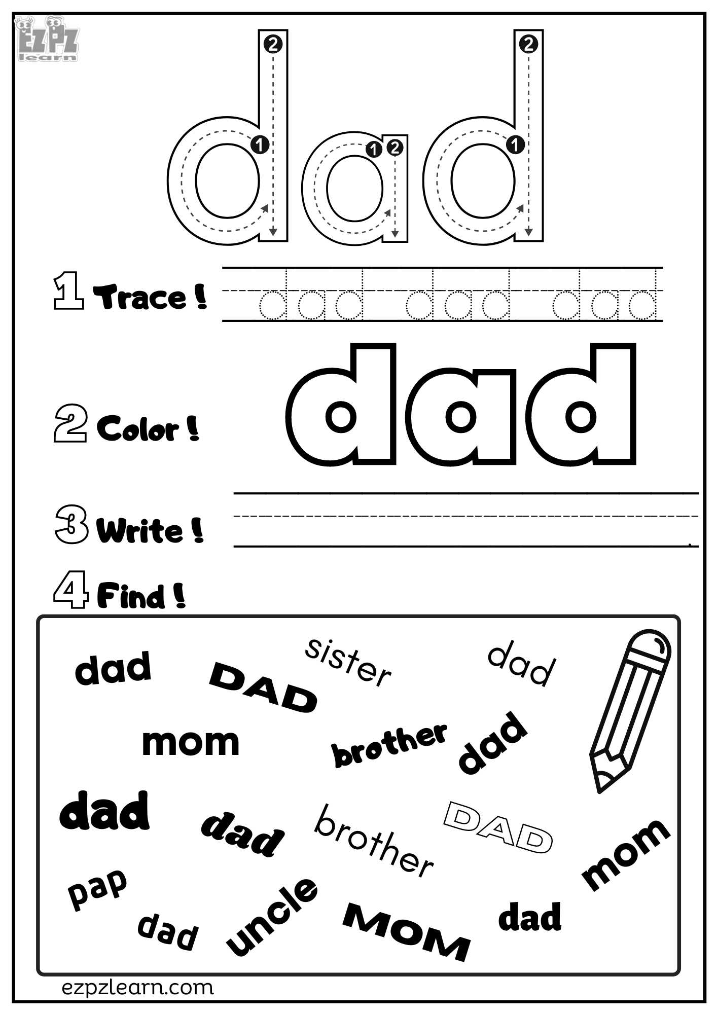 Fathers Day Tracing Activity For Kids Free PDF Download Worksheets Library