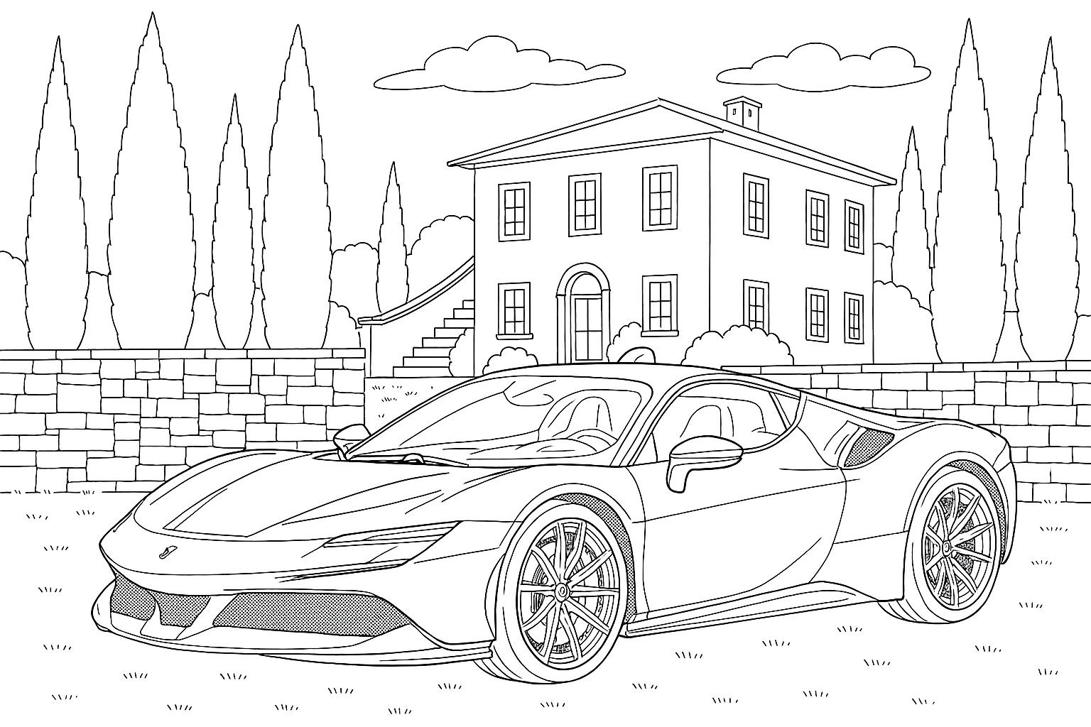 sports car coloring page easy