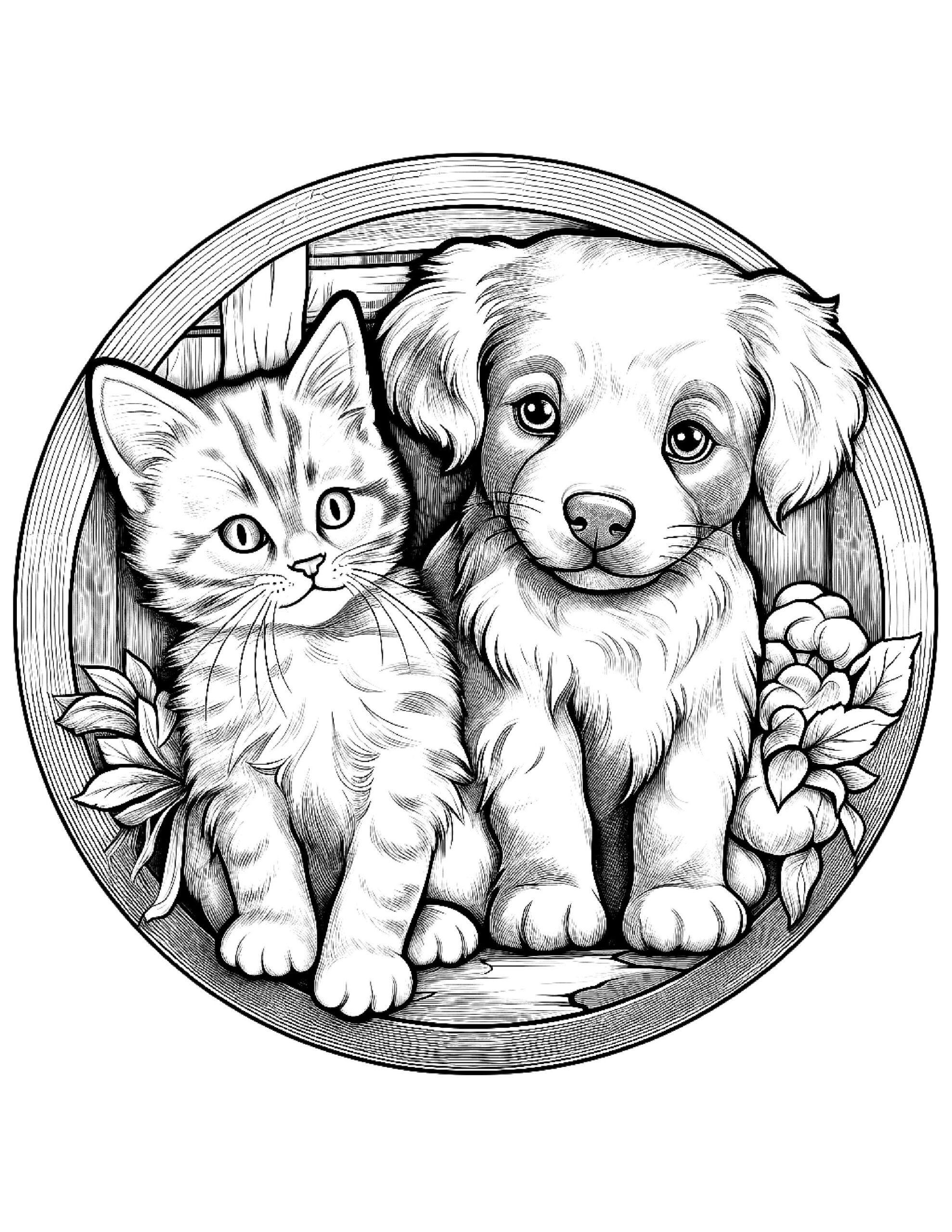 Five Cute Kitten And Puppy Coloring Sheets For Instant Download Etsy Five Cute Kitten And Puppy Coloring Sheets For Instant Download Etsy