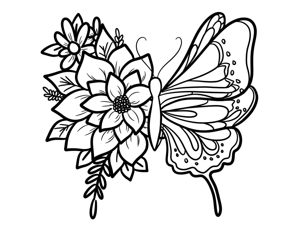 butterfly flower coloring pages
