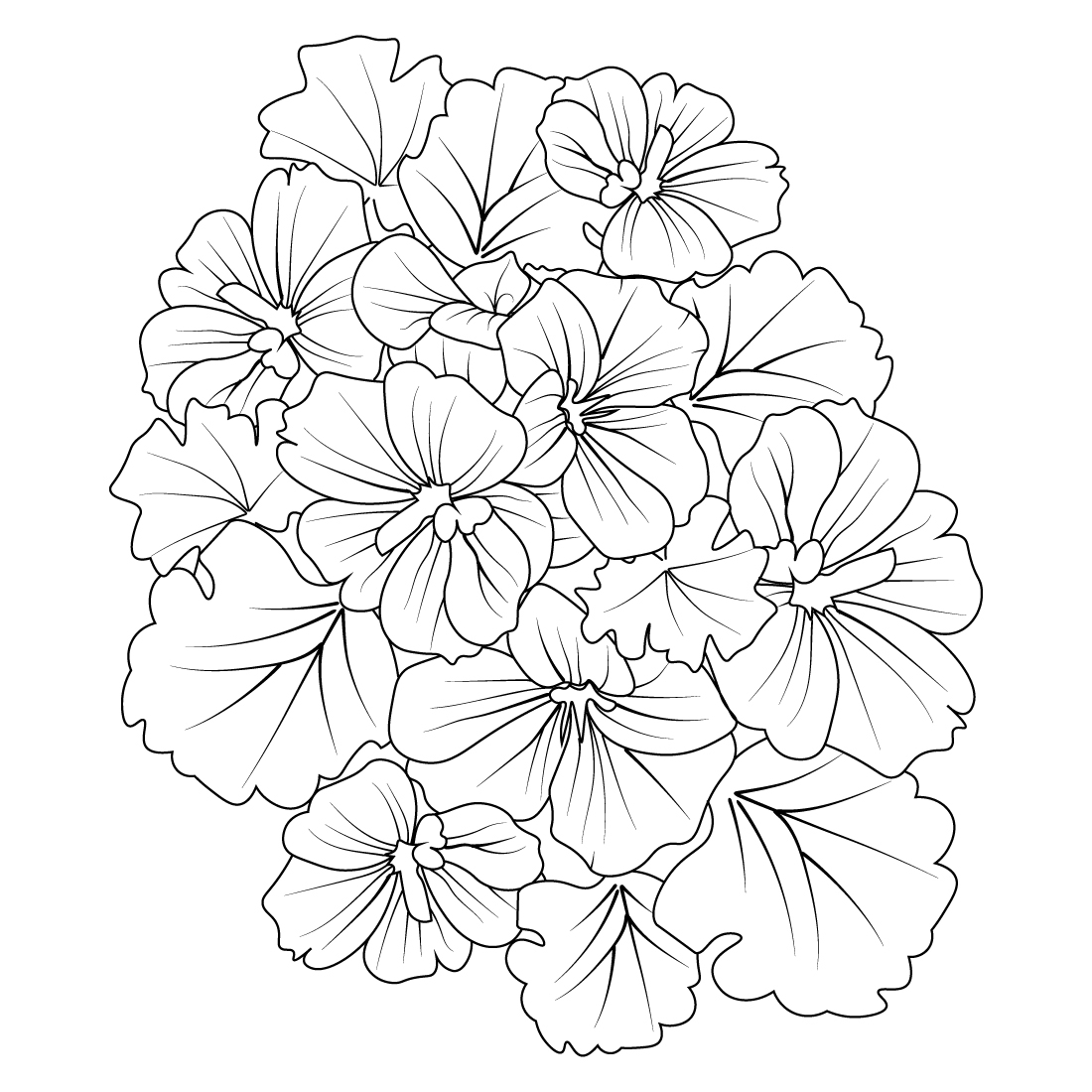 Flower Cluster Drawing Easy Flower Coloring Pages Cute Flower Coloring Pages Flower Coloring Page For Adults Realistic Flower Coloring Pages Vintage Floral Vector Illustration MasterBundles
