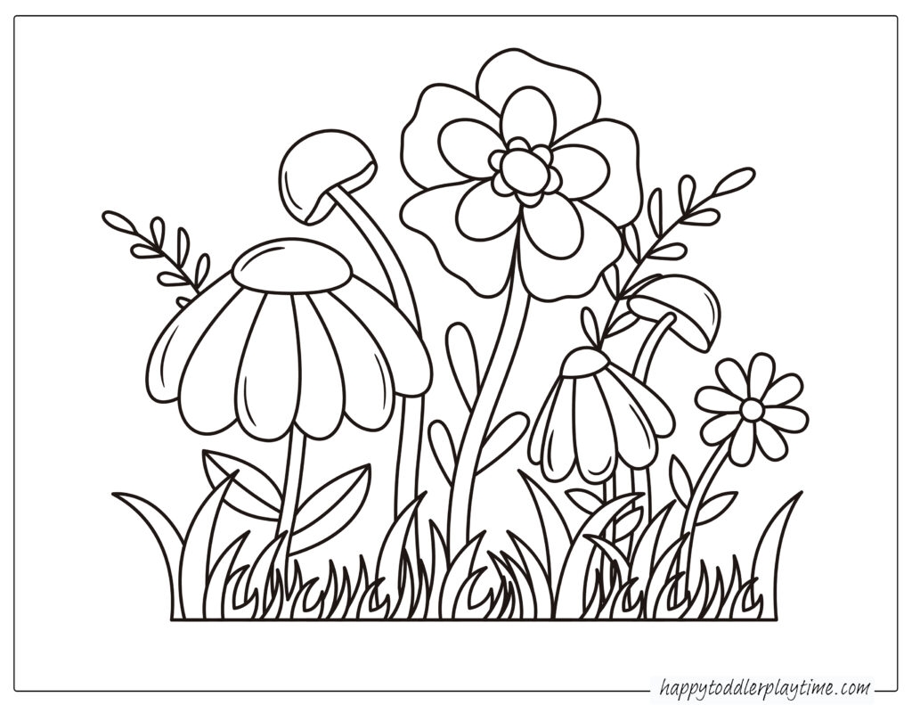 Flower Coloring Pages Easy