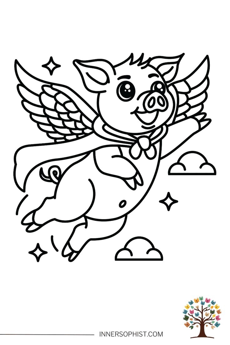 Flying Pig Coloring Page InnerSophist Coloring Flying Pig Coloring Page InnerSophist Coloring