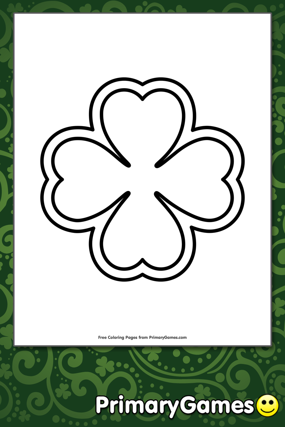 Four Leaf Clover Coloring Page FREE Printable PDF From PrimaryGames