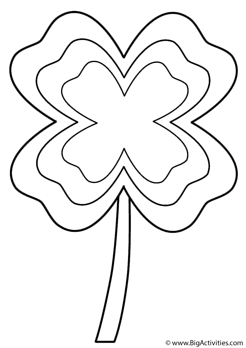 Four Leaf Clover With Multi border Coloring Page St Patrick s Day Four Leaf Clover With Multi border Coloring Page St Patrick s Day