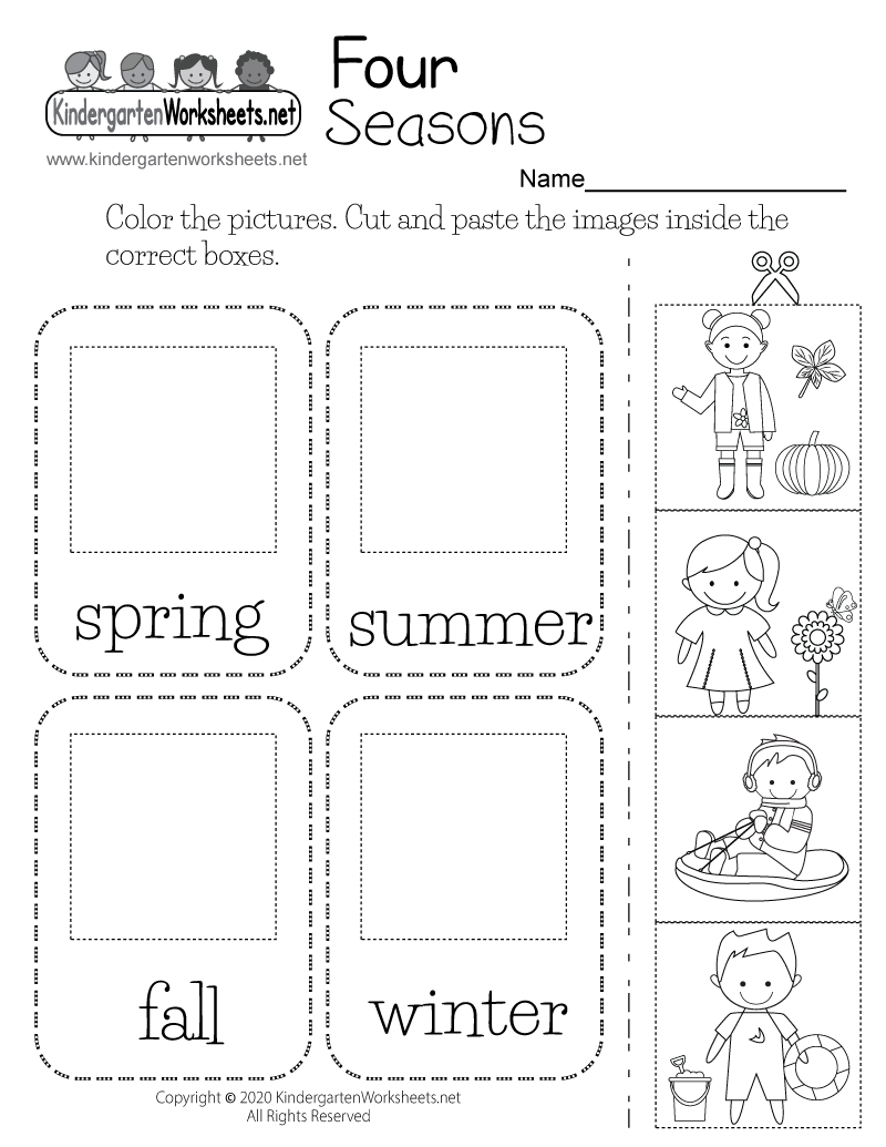 Four Seasons Worksheet For Kindergarten Free Printable Digital Worksheets Library