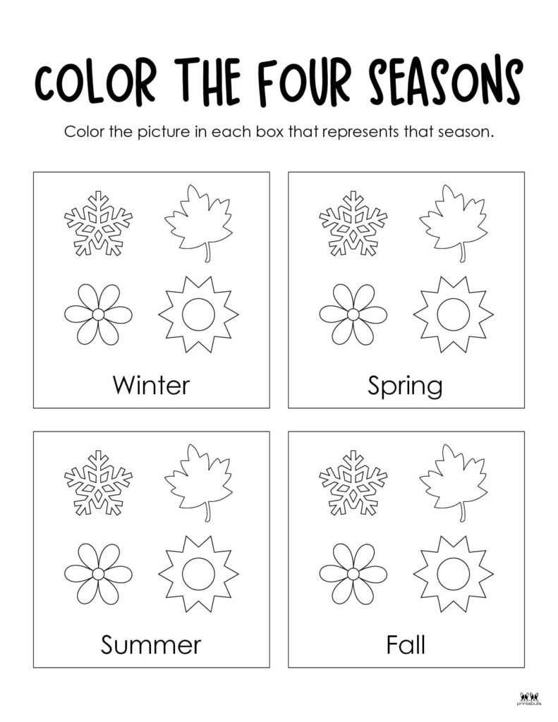 season worksheets for preschool