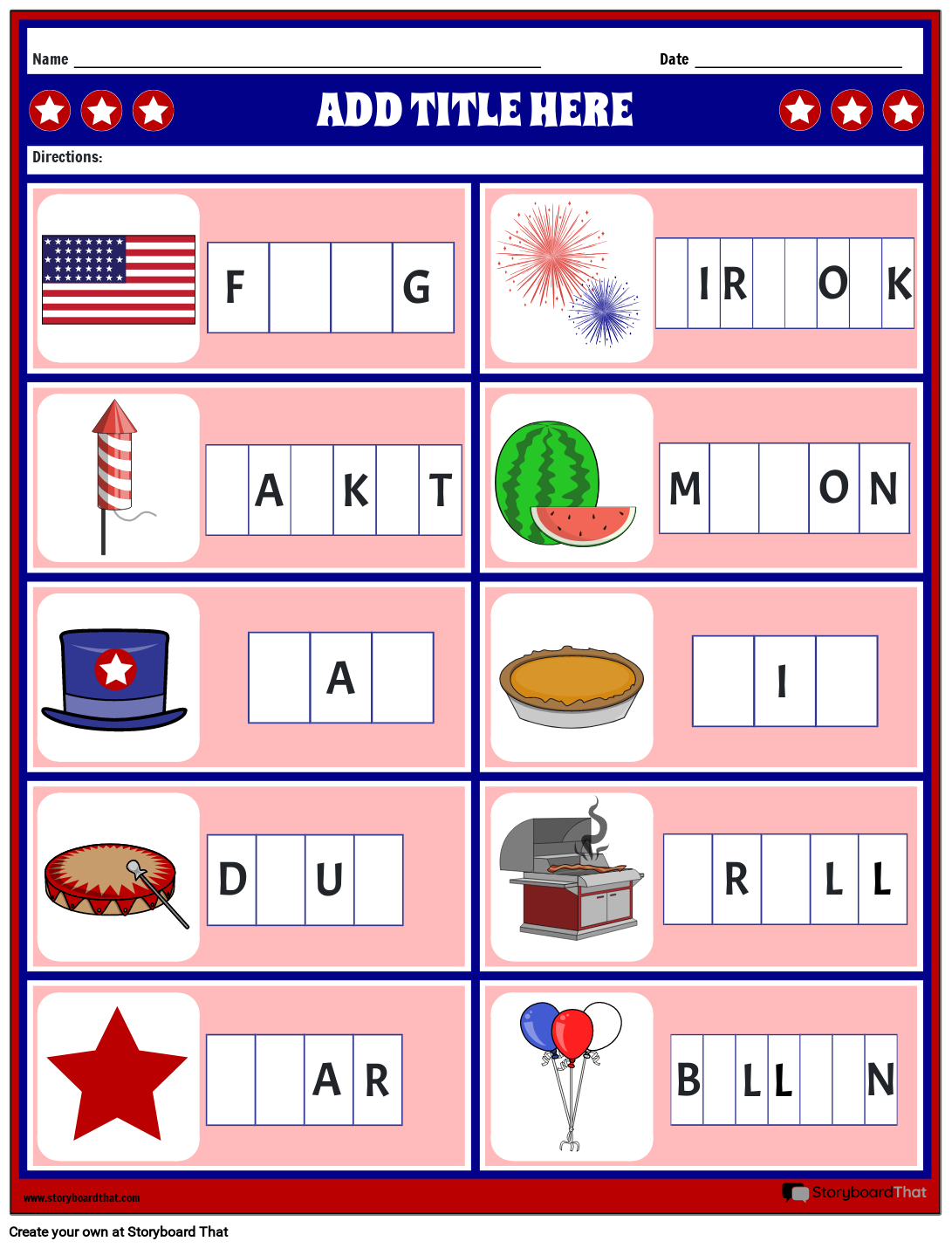 Free 4th Of July Worksheets For 2025 Storyboard That