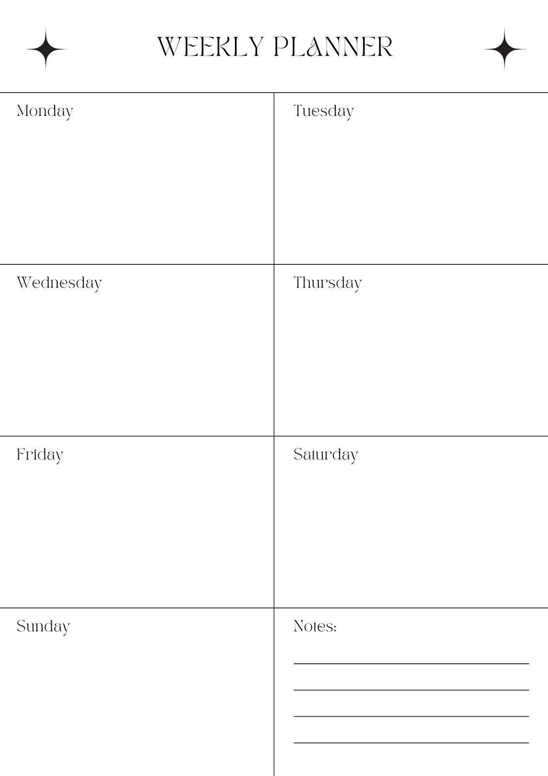 Weekly Planner Printable Template