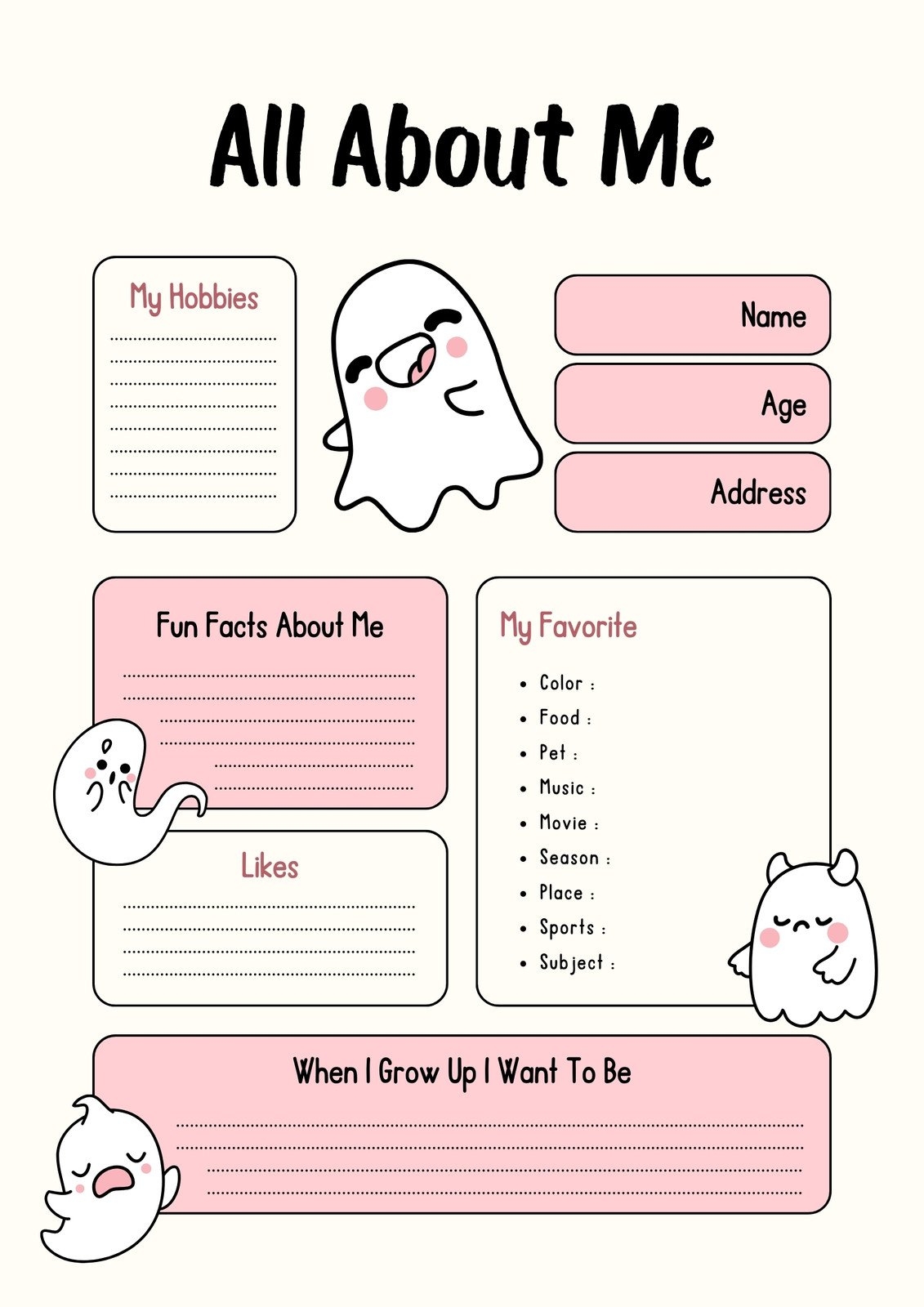 getting to know me worksheets