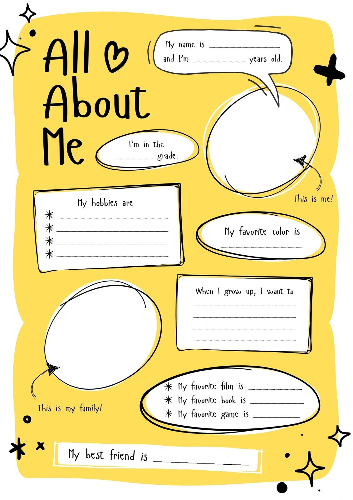Printable All About Me Worksheet