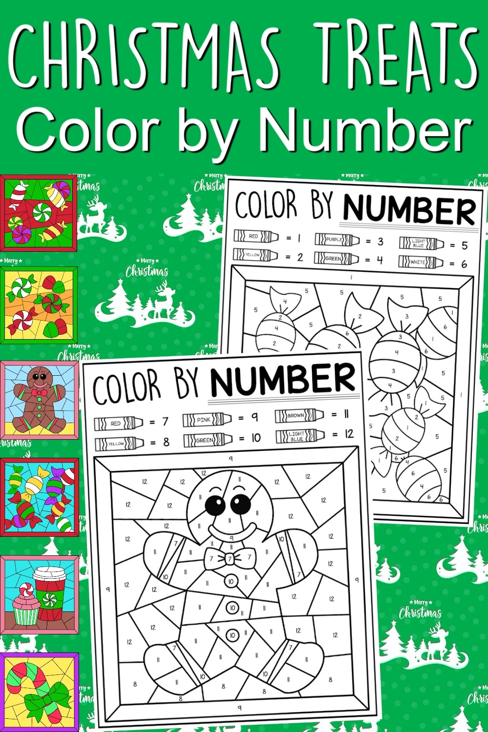 color by number christmas pages