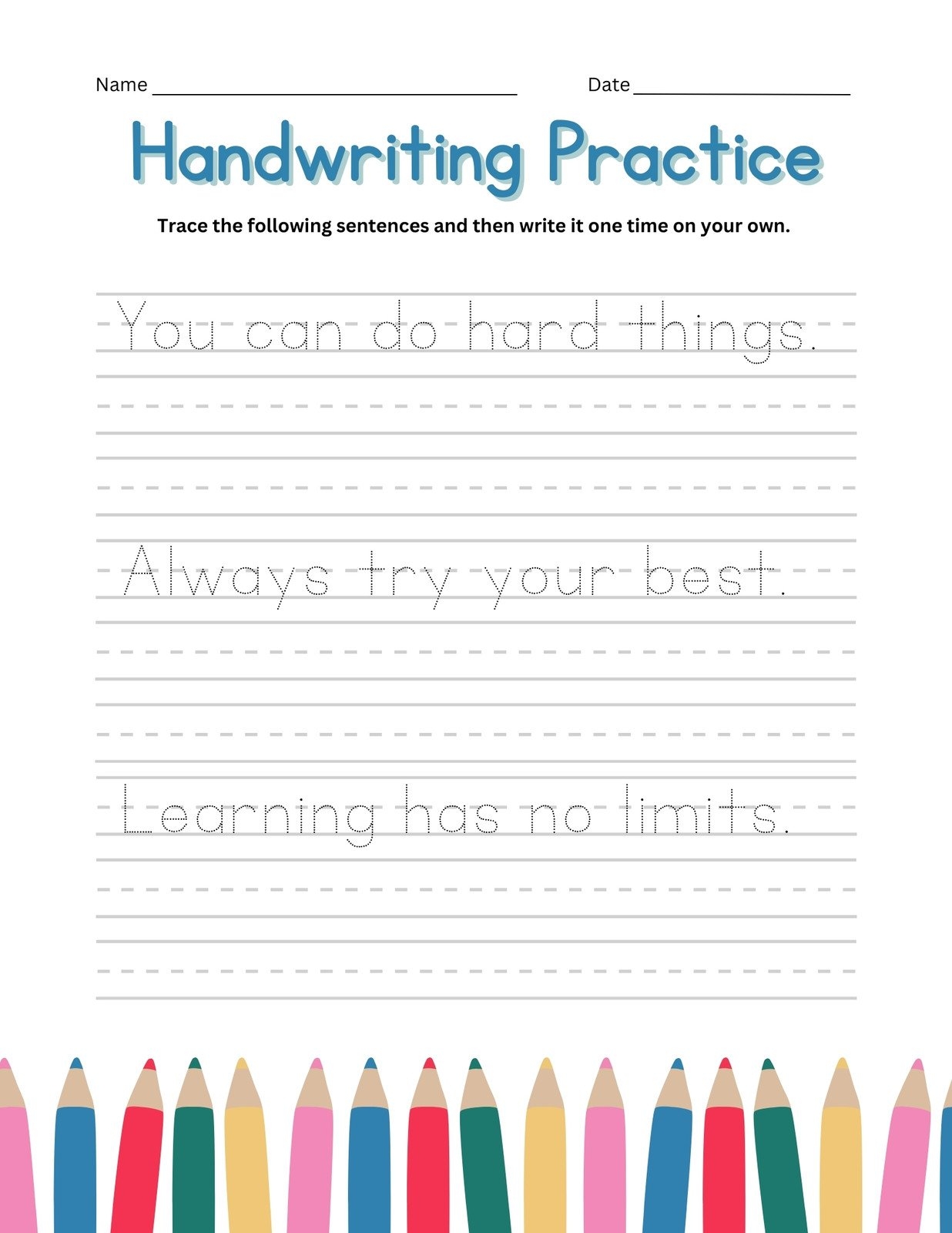 Free Custom Printable Handwriting Worksheet Templates Canva Worksheets Library