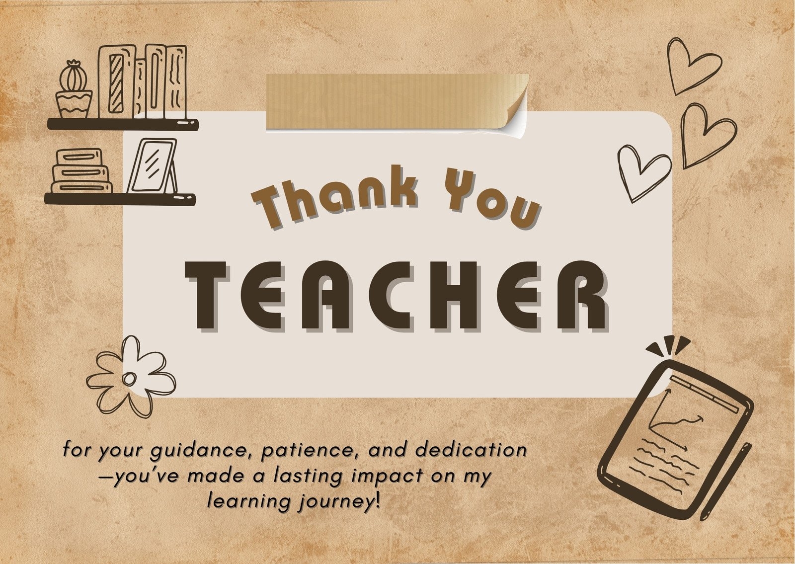 Free Custom Printable Teacher Thank You Card Templates Canva