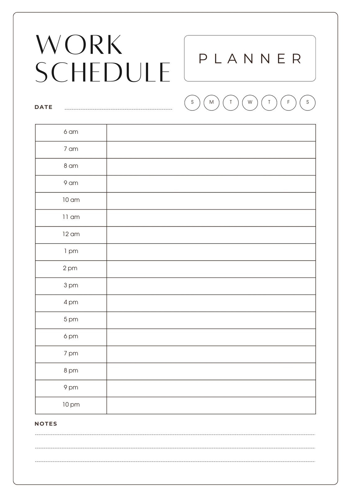 Work Day Planner Template
