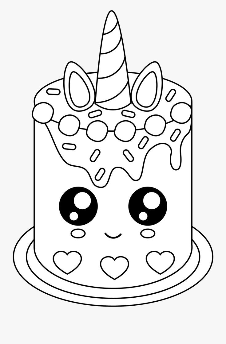 Free Cute Unicorn Cake Cake Coloring Page Free Transparent Clipart Coloring Nation Pages