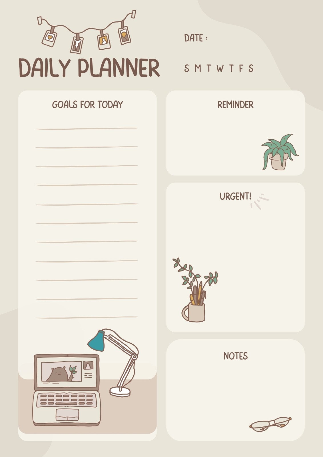 Cute Day Planner Template