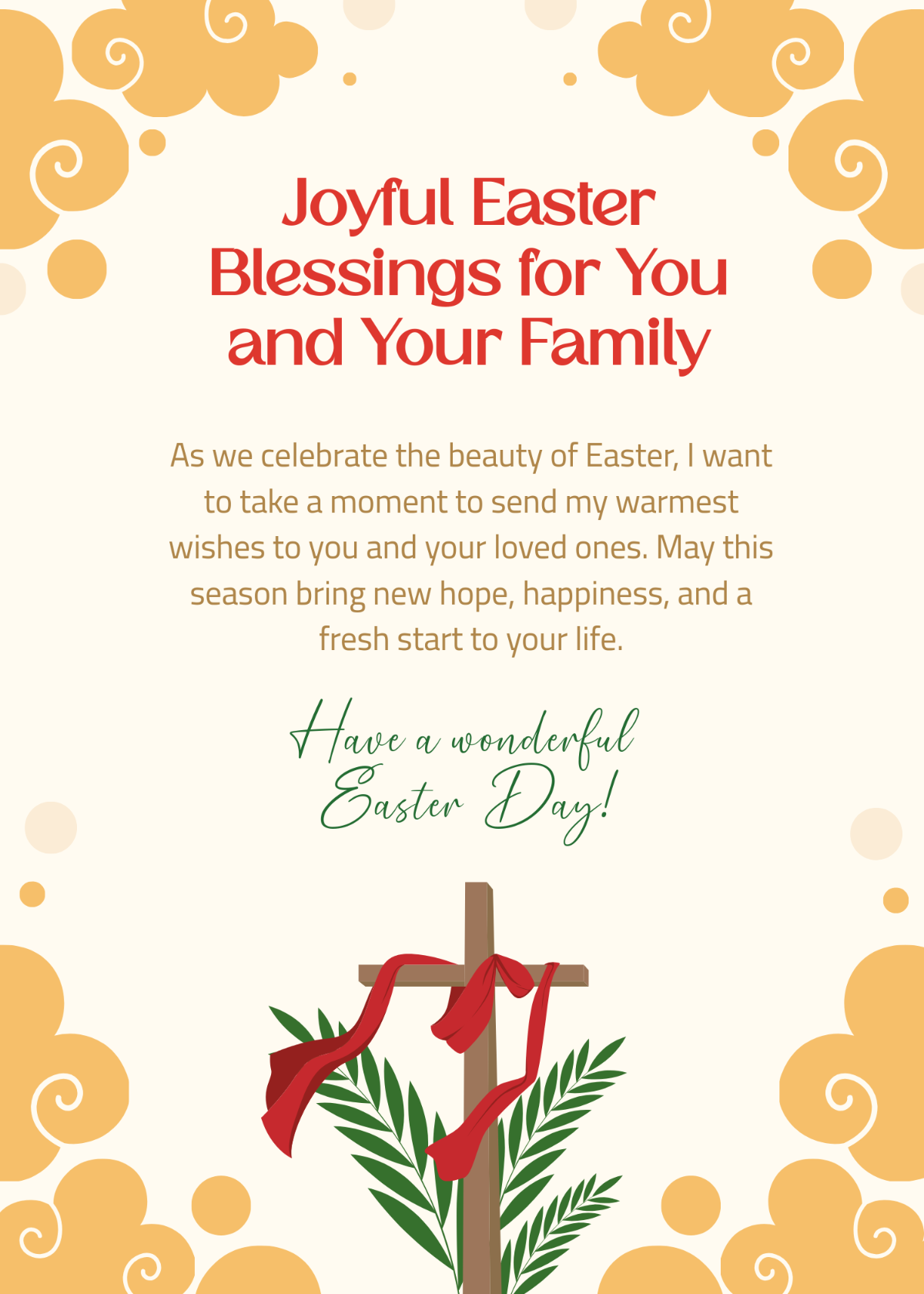 Free Easter Wishes Message Template To Edit Online