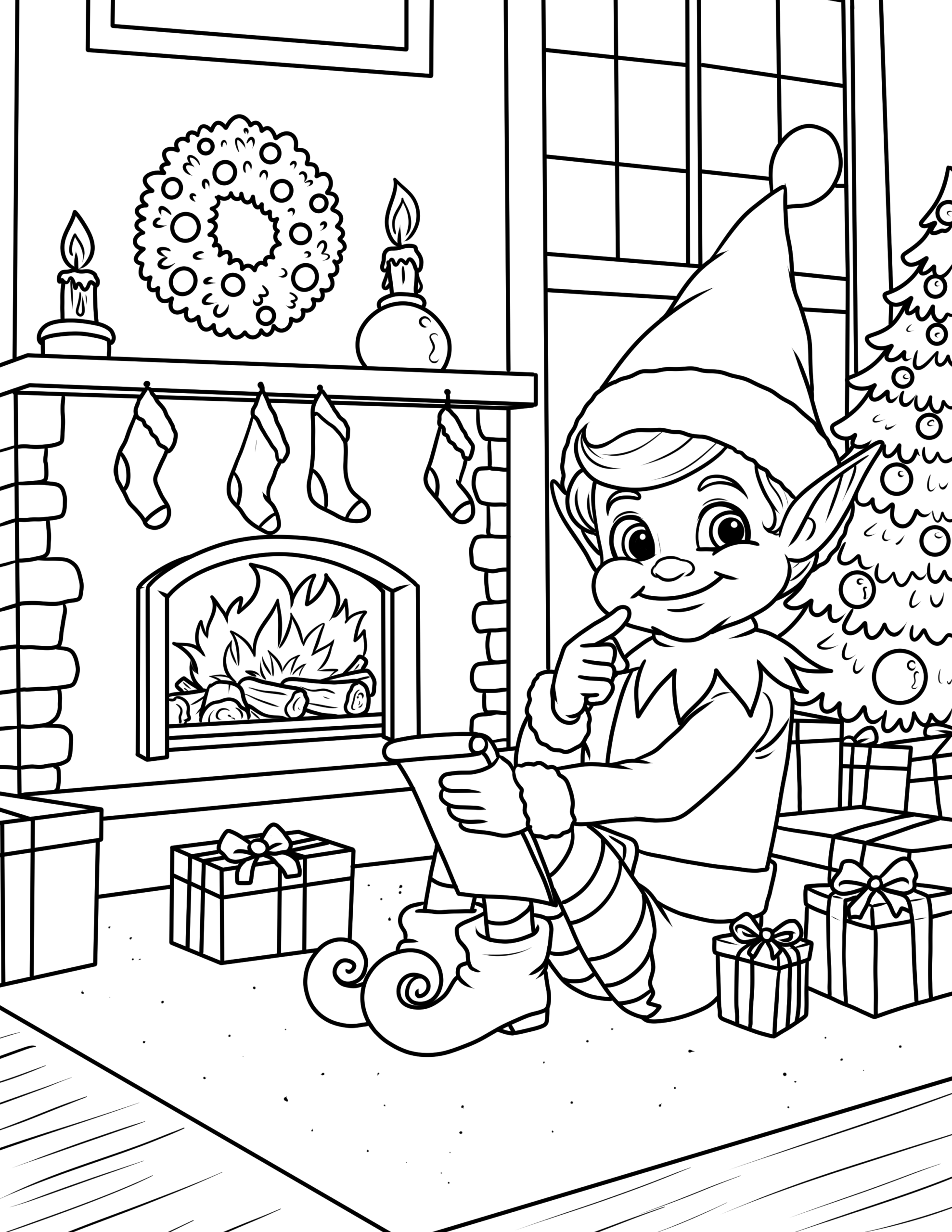Colouring Pages Of Elves