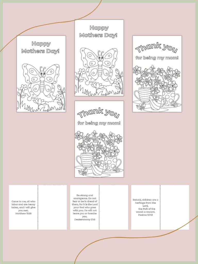 Free Folding Mother s Day Coloring Cards Healing Home