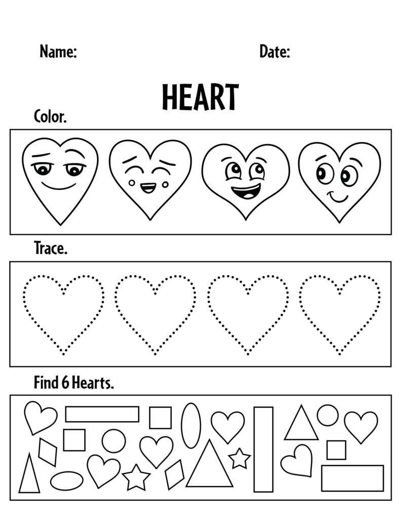 Heart Shape Worksheet For Preschool