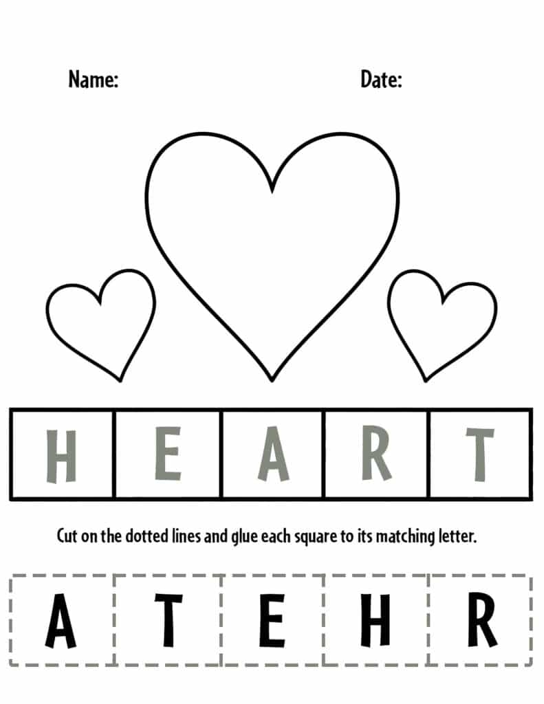 heart shape worksheet for preschool
