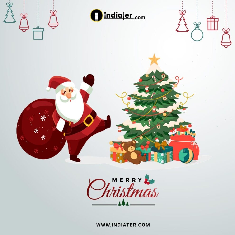 Free Merry Christmas Greeting Card Celebration Holiday Web Banner PSD Template Indiater