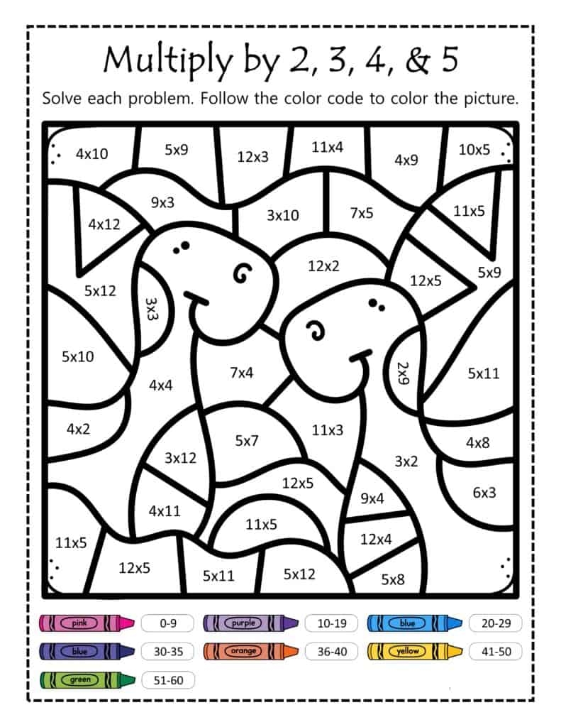 Coloring Multiplication Worksheets Free