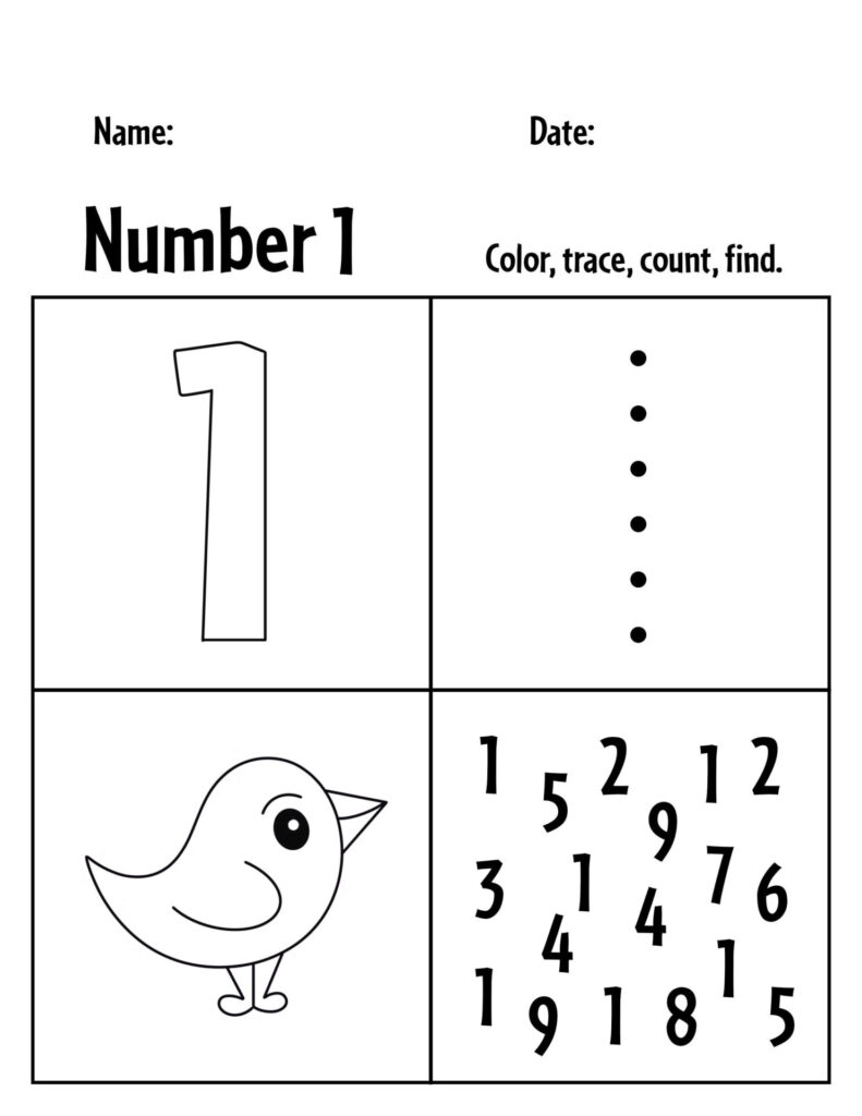 FREE Number 1 Worksheets For Preschool The Hollydog Blog