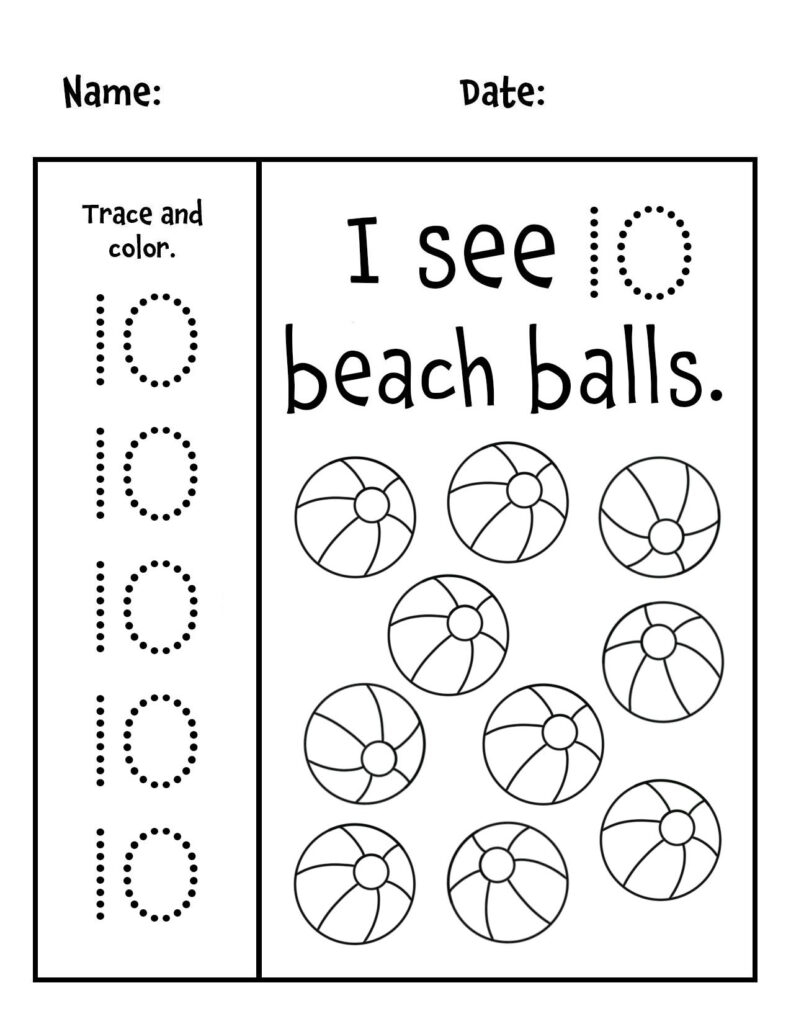 FREE Number 10 Worksheets For Preschool The Hollydog Blog