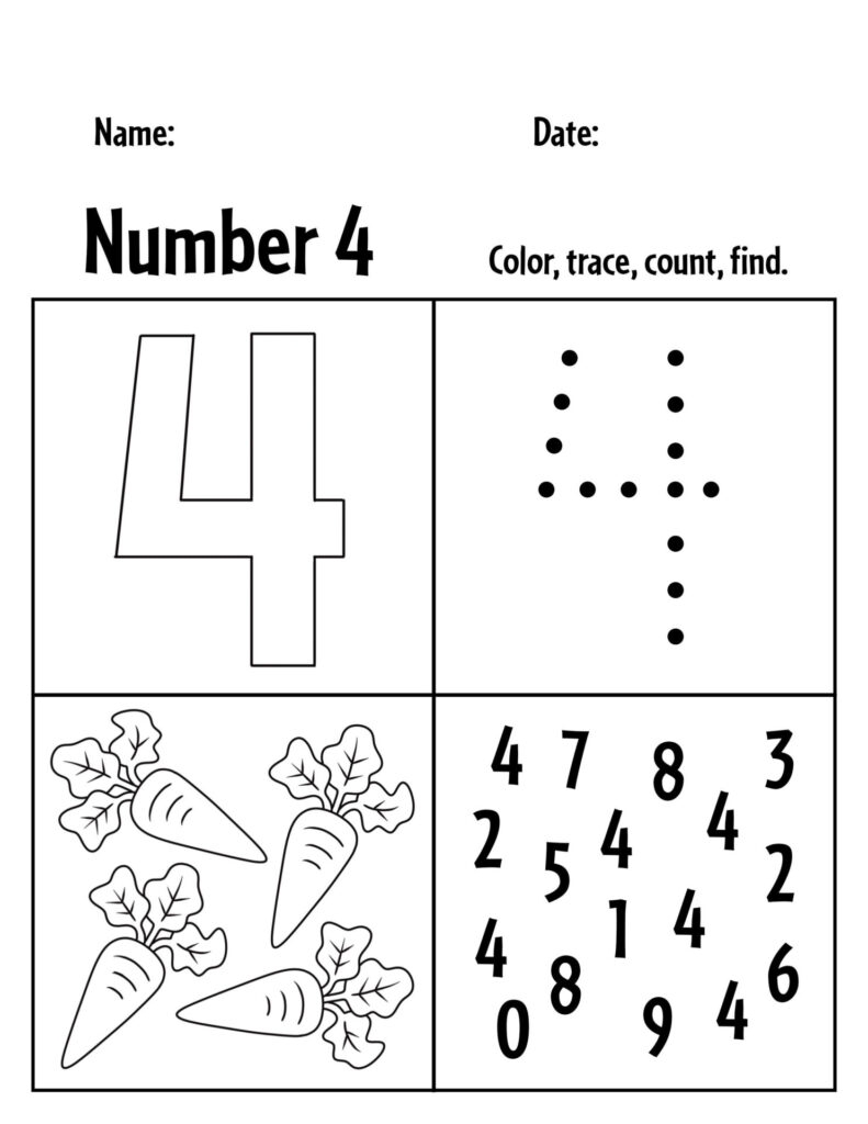 Number 4 Preschool Worksheet