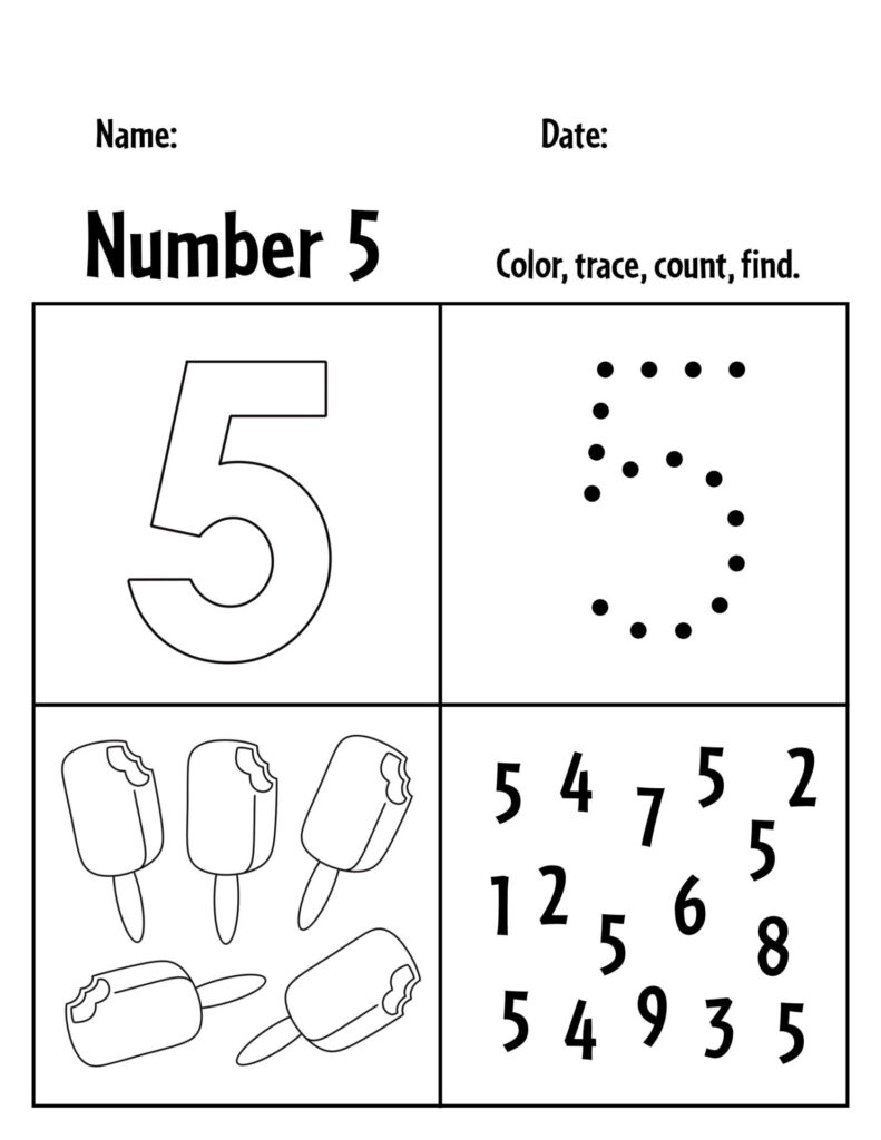 Number 5 Worksheets For Preschool
