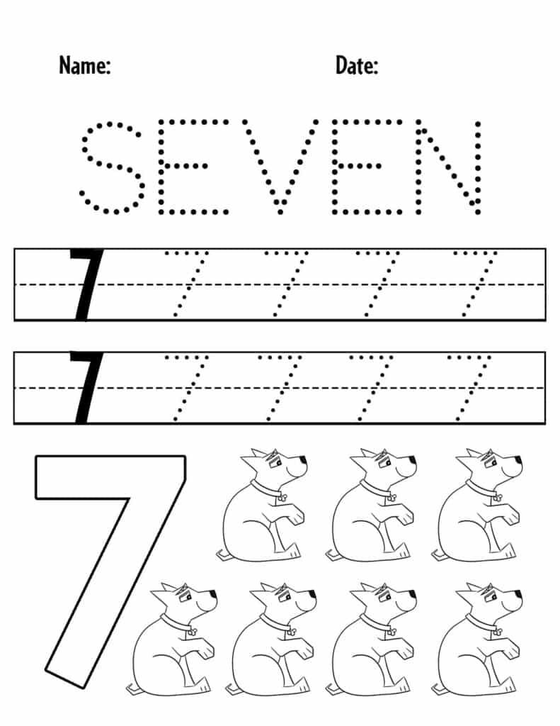 Trace Number 7 Worksheet